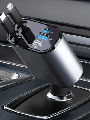 4-Port 120W Fast Car Charger – Universal Multi-Device Charging Hub (USB, Micro USB, Type-C)