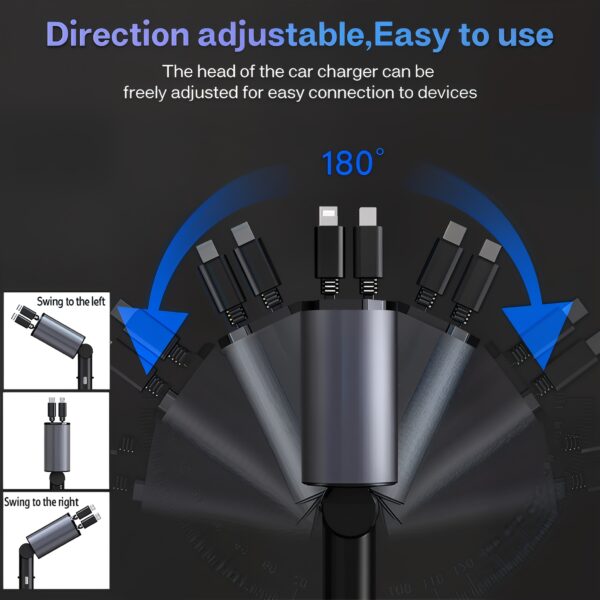 4-Port 120W Fast Car Charger – Universal Multi-Device Charging Hub (USB, Micro USB, Type-C)