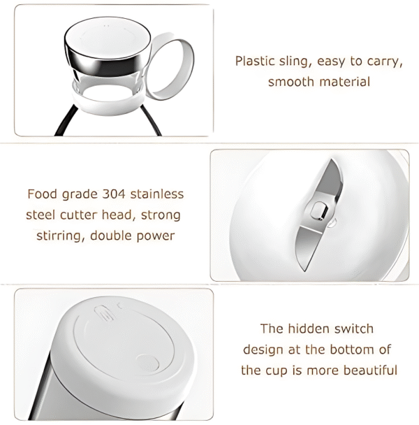 Mini Portable USB Juicer Bottle | Electric Blender for Juices, Smoothie, Protein Shakes | Perfect for Travel Gym Office | Self Mixing Grinder, USB Rechargeable