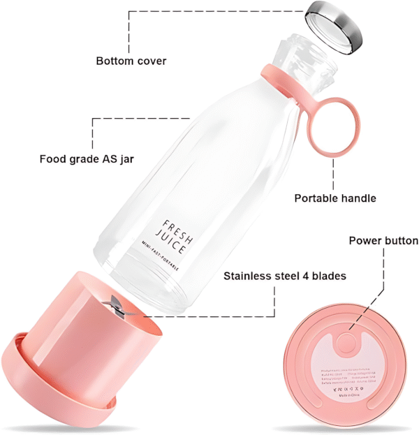 Mini Portable USB Juicer Bottle | Electric Blender for Juices, Smoothie, Protein Shakes | Perfect for Travel Gym Office | Self Mixing Grinder, USB Rechargeable