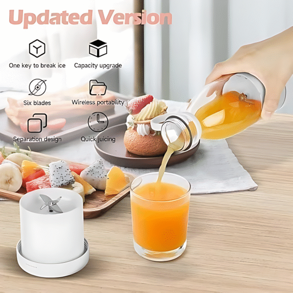 Mini Portable USB Juicer Bottle | Electric Blender for Juices, Smoothie, Protein Shakes | Perfect for Travel Gym Office | Self Mixing Grinder, USB Rechargeable