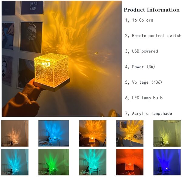 Ocean Wave Projector Night Lamp Water Ripple Light Northern Lights 3D Illusion Projector Lamp