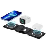 3 in 1 MagSafe Magnetic Foldable Wireless Charger for iPhone 17 to 12 Series | Compatible with AirPods Pro/2/3 | Compatible with only Apple Watch Series | 23W Charging | Wireless Charger - Matte Black