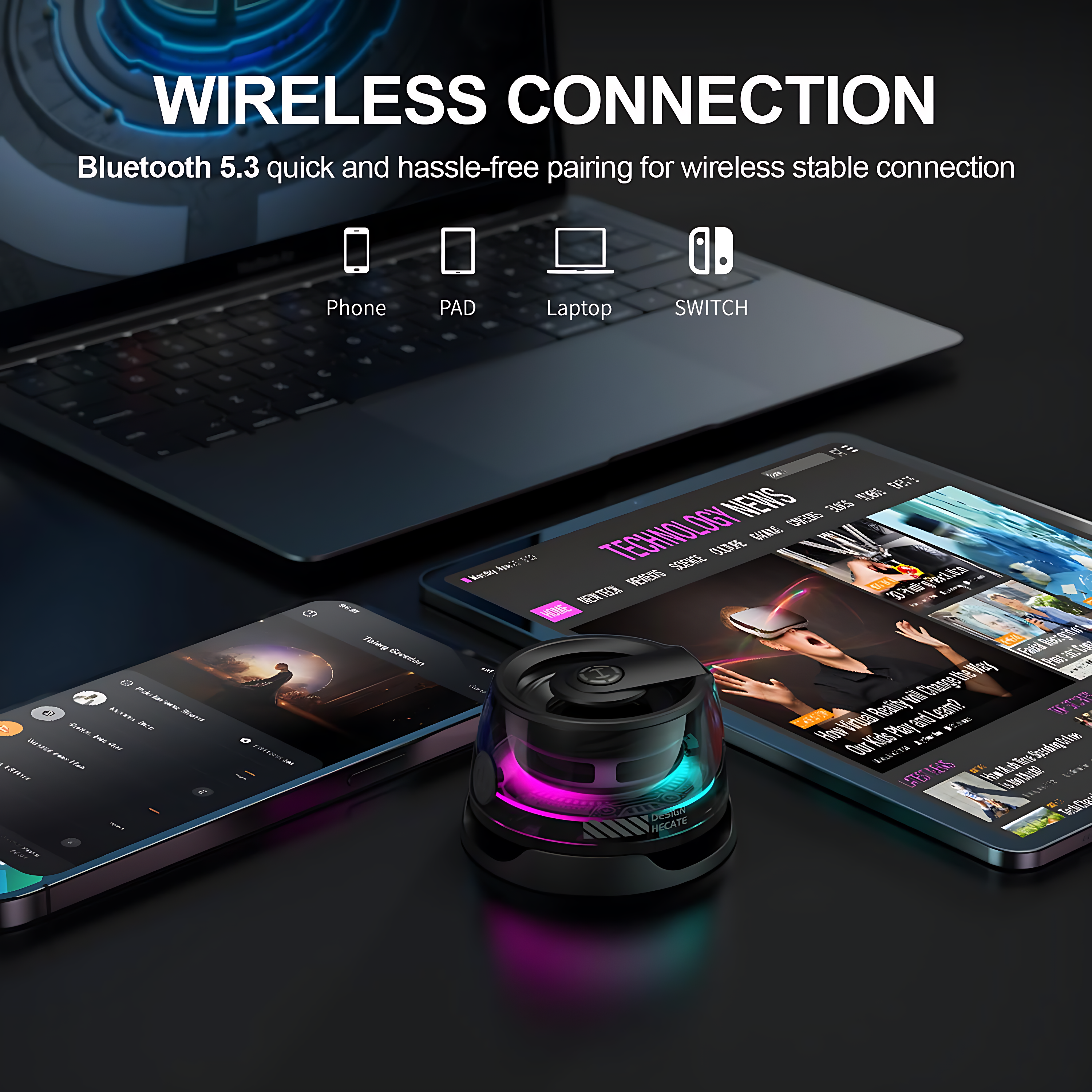 G200 Magnetic Phone Stand Bluetooth Speaker - Gift Ideas - Small Multifunctional Portable RGB Wireless Speaker with Strong Magnet for Home/Office/Travel/Fridge/Workbench/Car & Anything Metal