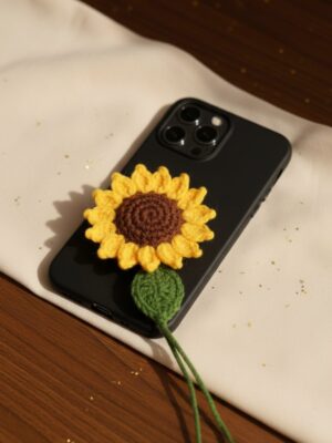Handcrafted Woolen Sunflower Charm - Brighten Your Everyday (Multipurpose Accessory for Phones, Keys & Bags)
