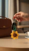 Handcrafted Woolen Sunflower Charm - Brighten Your Everyday (Multipurpose Accessory for Phones, Keys & Bags)