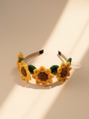 Handcrafted Woolen Sunflower Hairband - Whimsical Charm for Every Hairstyle