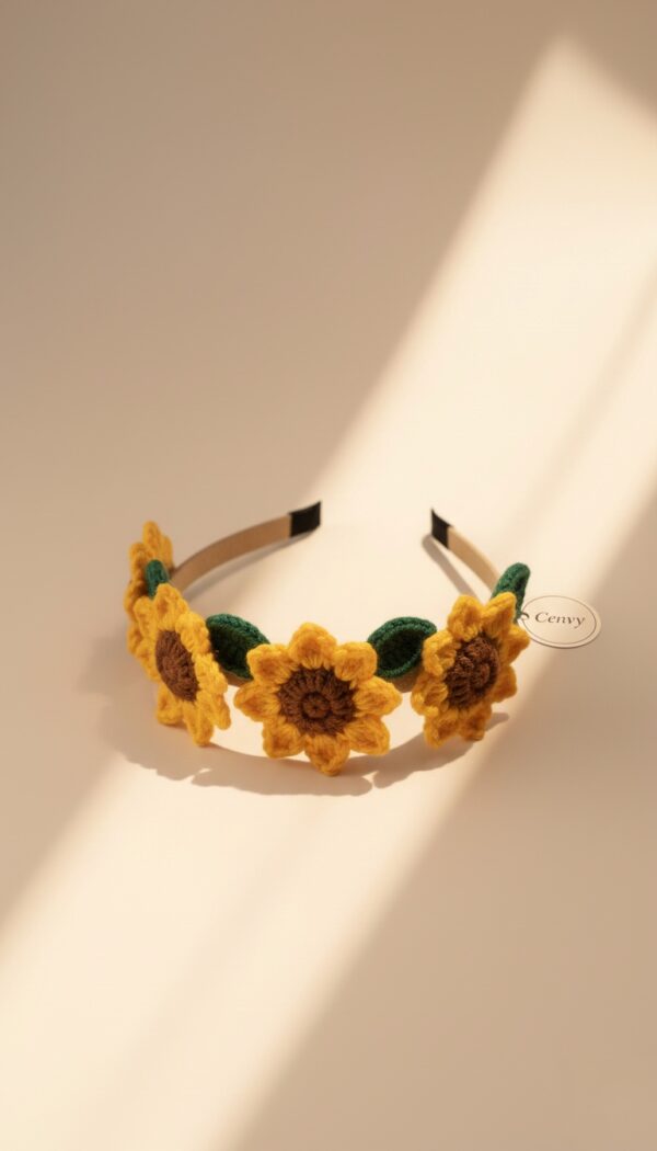 Handcrafted Woolen Sunflower Hairband - Whimsical Charm for Every Hairstyle